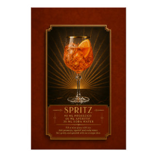 Aperol Spritz Rezept Poster | Bar Kunst