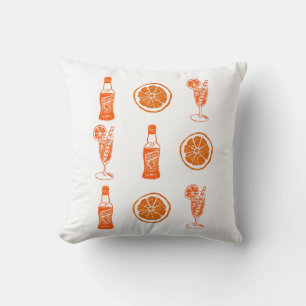 Aperol Spritz Throw Kissen Linocut Design
