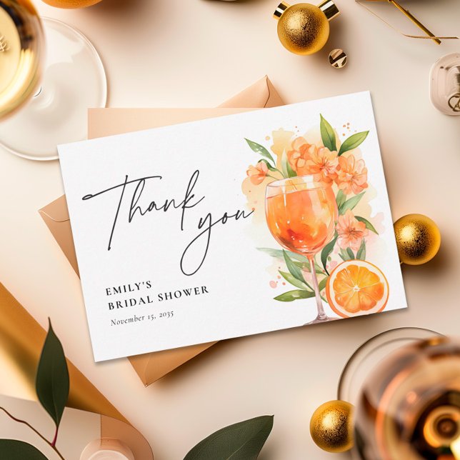 Aperol Spritz Watercolor Brautparty Dankeskarte (Von Creator hochgeladen)