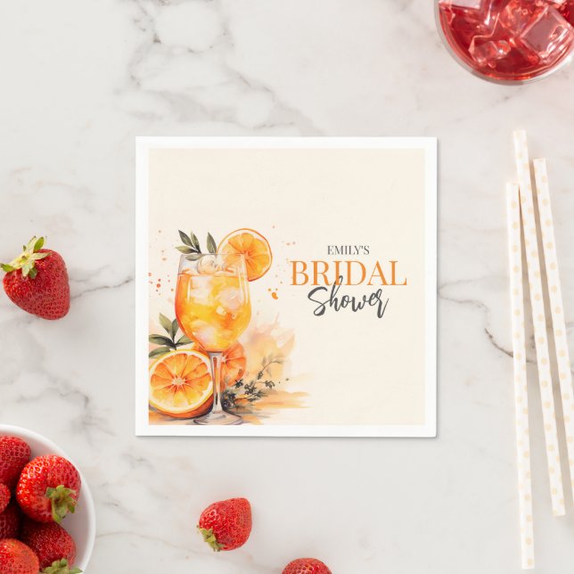 Aperol Spritz Watercolor Brautparty Serviette (Beispiel)