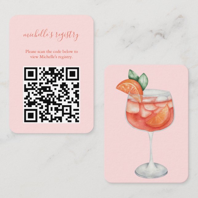 Aperol Spritz Wedding BridalShower Details QR Code Begleitkarte (Vorne/Hinten)