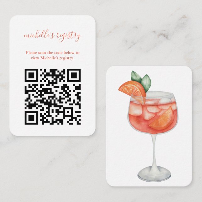 Aperol Spritz Wedding BridalShower Details QR Code Begleitkarte (Vorne/Hinten)