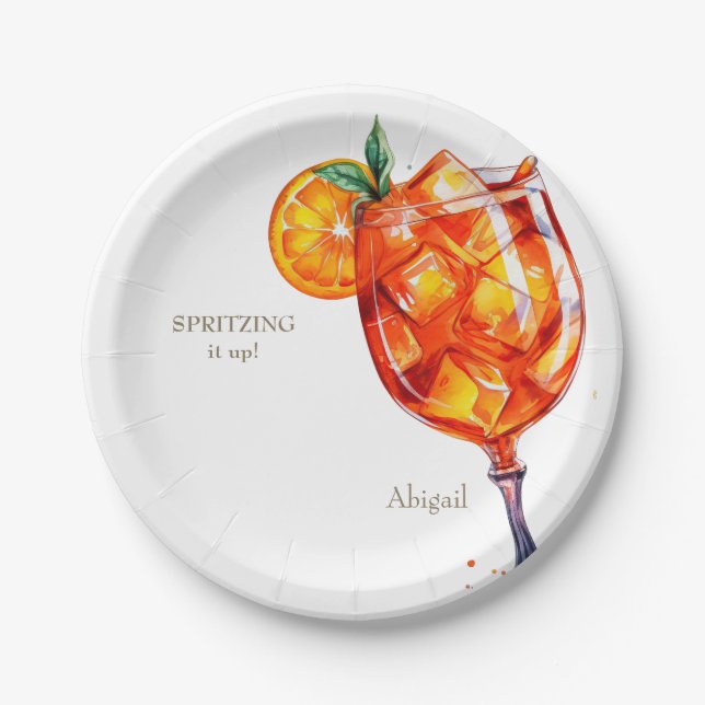 Aperol Spritzing it Up! Brautparty Pappteller (Vorderseite)