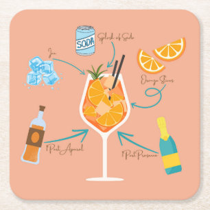 Aperolrecipe Rechteckiger Pappuntersetzer