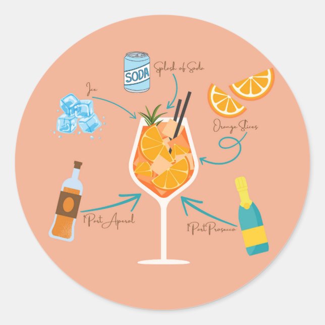 Aperolrecipe Runder Aufkleber (Vorderseite)