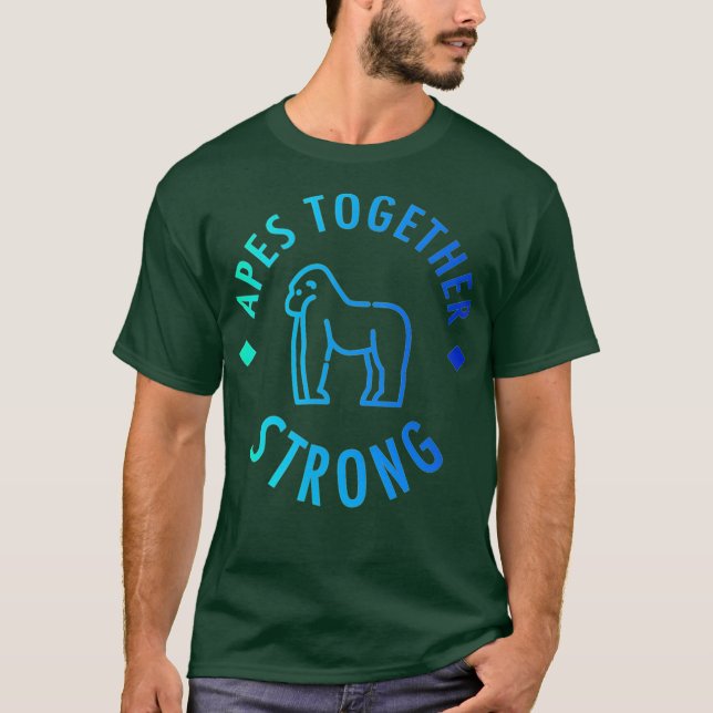 Apes Together Strong WSB Blue Stock Trading Meme T-Shirt (Vorderseite)