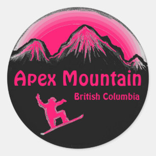 Apex Mountain BC Kanada Rosa Snowboardaufkleber Runder Aufkleber