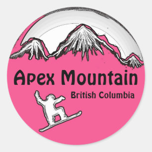 Apex Mountain BC Kanada Rosa Snowboardaufkleber Runder Aufkleber