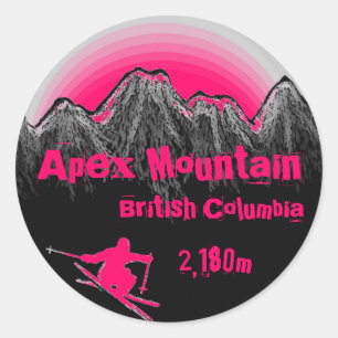 Apex Mountain British Columbia rosa Skikitter Runder Aufkleber