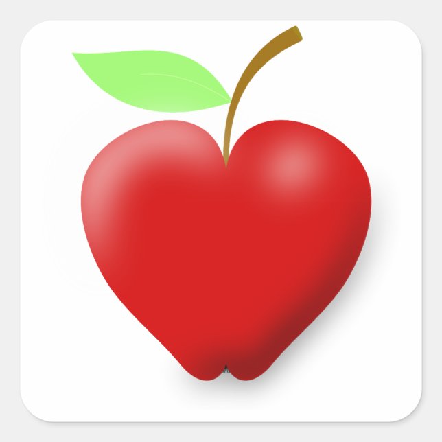 Apfel-148455 ROTE HERZGESTEUERTE APFELVEKTORFRÜCHT Quadratischer Aufkleber (Vorderseite)