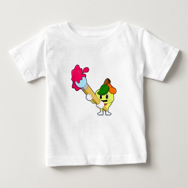 Apfel als Maler mit Pinsel Baby T-shirt (Vorderseite)
