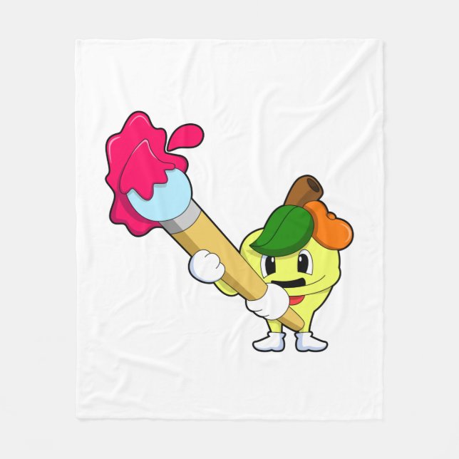 Apfel als Maler mit Pinsel Fleecedecke (Vorderseite)