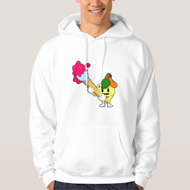 Apfel als Maler mit Pinsel Hoodie (Vorderseite)