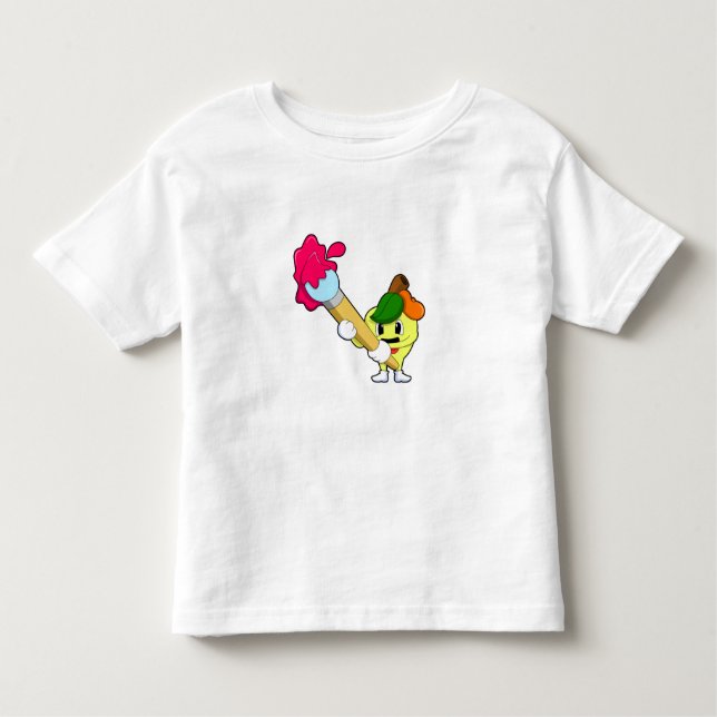 Apfel als Maler mit Pinsel Kleinkind T-shirt (Vorderseite)