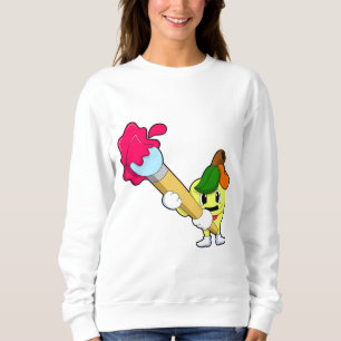 Apfel als Maler mit Pinsel Sweatshirt