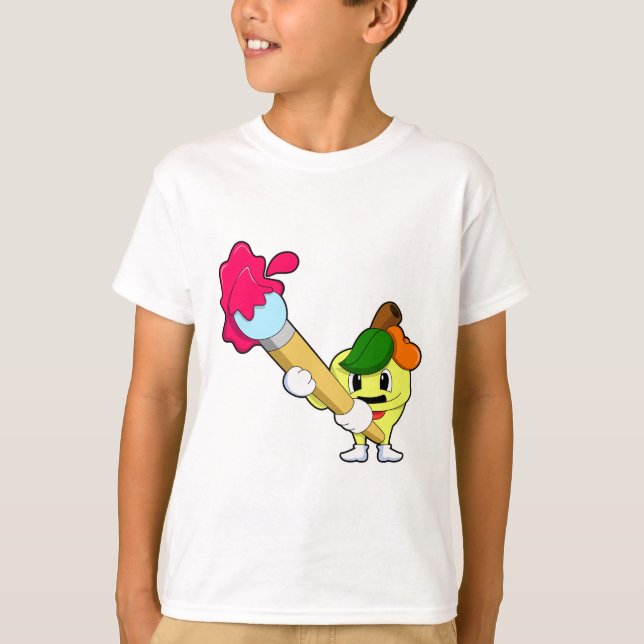 Apfel als Maler mit Pinsel T-Shirt (Vorderseite)