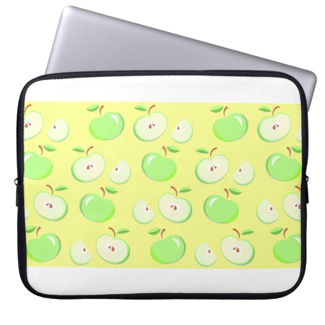 Äpfel Apfelmuster Vektor grün Laptopschutzhülle (Vorderseite)