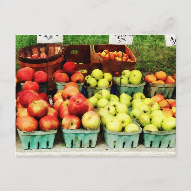 Äpfel auf dem Bauernmarkt Postkarte (Vorderseite)
