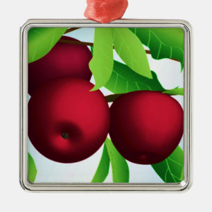 "Äpfel auf einer Zweigniederlassung" Silbernes Ornament