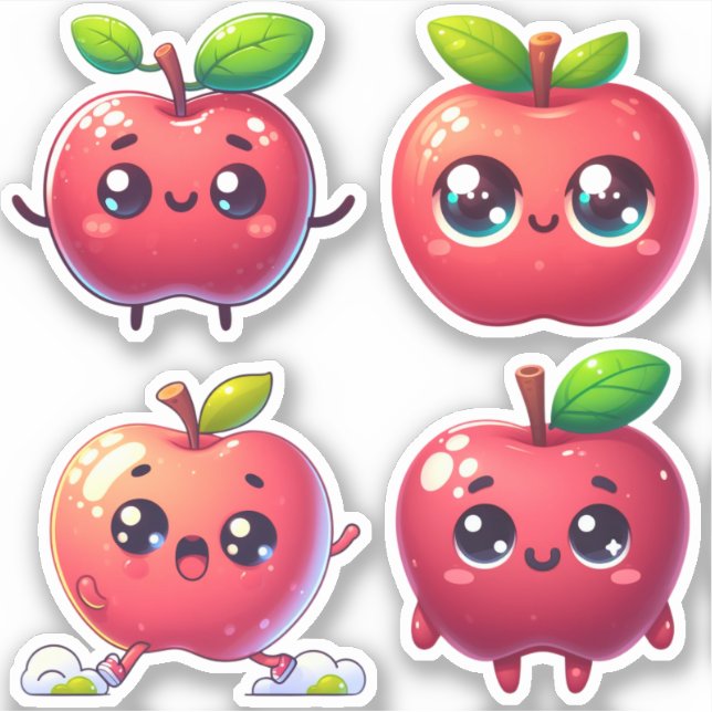 Äpfel aus Kawaii Aufkleber (Vorderseite)