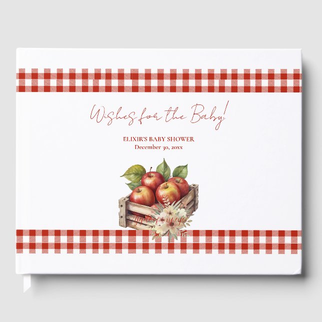 Apfel aus meinem Auge Red Orchard Baby Shower Gästebuch (Vorderseite)