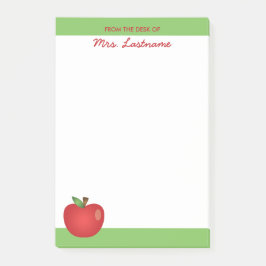 Apfel aus rotem Cartoon mit Individuelle Name Post-it Klebezettel