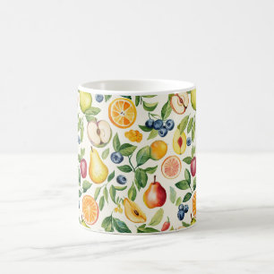 Äpfel Birnen Blaubeeren Orangen Früchte Kaffeetasse