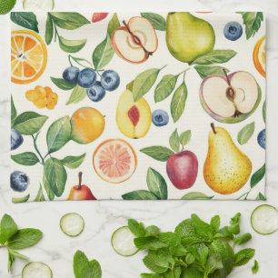 Äpfel Birnen Blaubeeren Orangen Zitrone Limette Fr Geschirrtuch