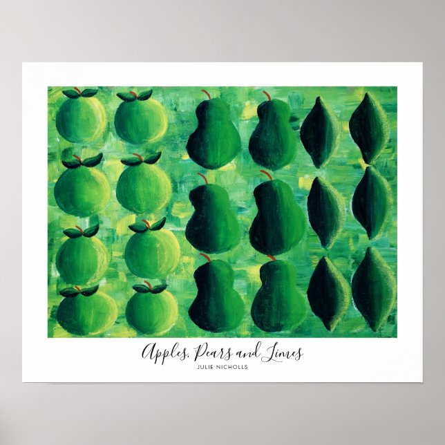 Äpfel Birnen und Limes Malerei Poster (Vorne)