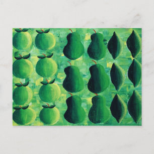 Äpfel Birnen und Limetten Malerei Postkarte