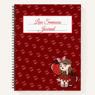 Apfel Chibi Design Journal Spiralblock Notizbuch