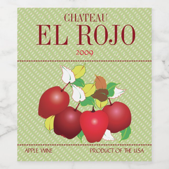 Äpfel Frucht Botanischer Sommer Erntepark Weinetikett (Einzelnes Label)