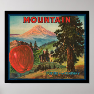 Apfel-Frucht-Kisten-Aufkleber KRW Vintager Gebirgs Poster