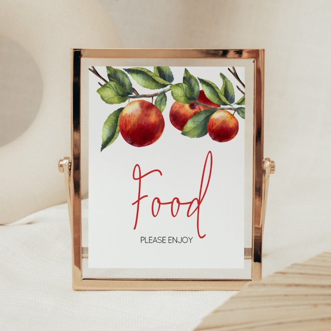Apfel für unsere Babydusche Poster (Red Apple Baby Shower Food Sign)