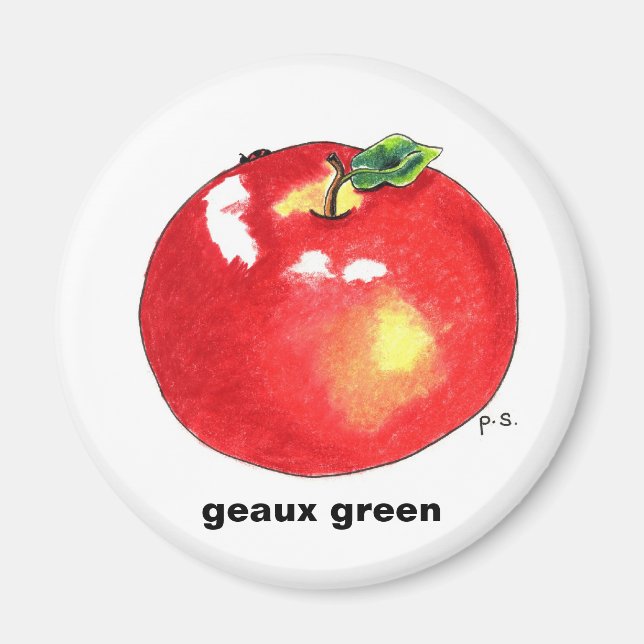 Apfel, Geaux grün Magnet (Vorne)