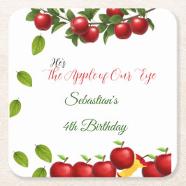 Apfel-Geburtstagsparty Rechteckiger Pappuntersetzer