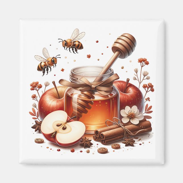 Apfel Honig Magnet  (Vorne)