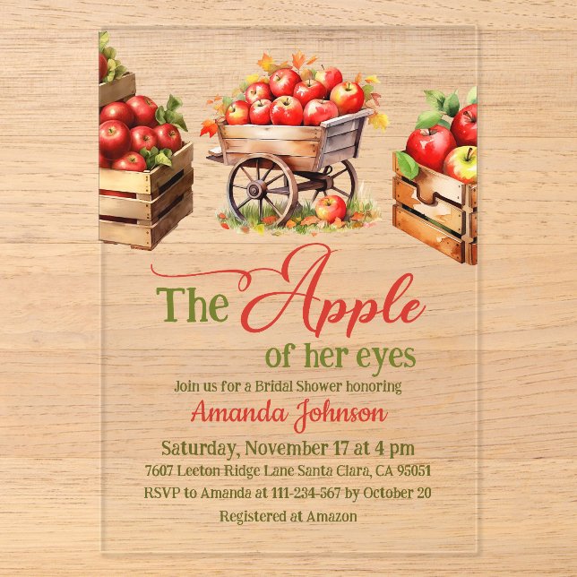 Apfel ihres Eye Fall Market Basket-Brautparty Acryleinladungen (Vorderseite)