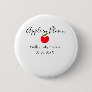 Apfel in Blüte Baby Shower roter Apfel Name Datum Button