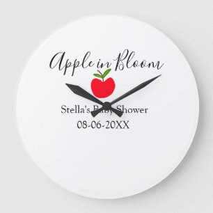 Apfel in Blüte Baby Shower roter Apfel Name Datum Große Wanduhr