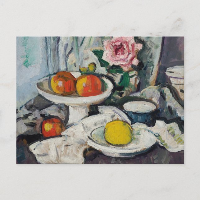 Äpfel in einer weißen Fruchtschale | George Leslie Postkarte (Vorderseite)