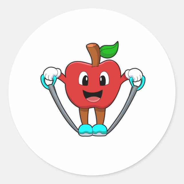 Apfel in Fitness mit Seil Runder Aufkleber (Vorderseite)