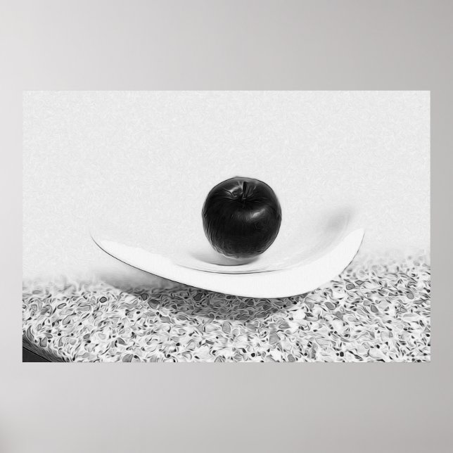 Apfel in Grautönen Poster (Vorne)