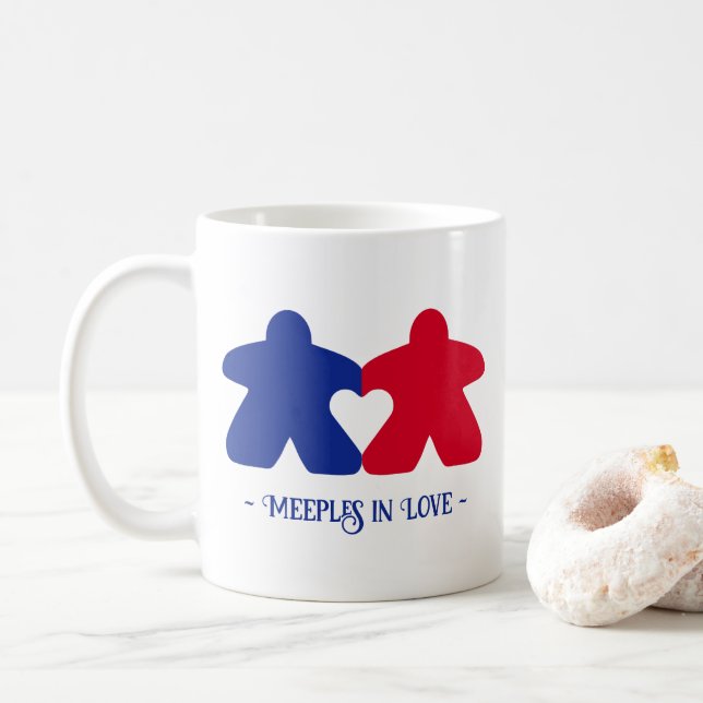 Äpfel in Liebe, Blau und Rot Tasse (Mit Donut)