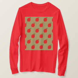 Äpfel Langschläfer T - Shirt (Sage Green & Red)