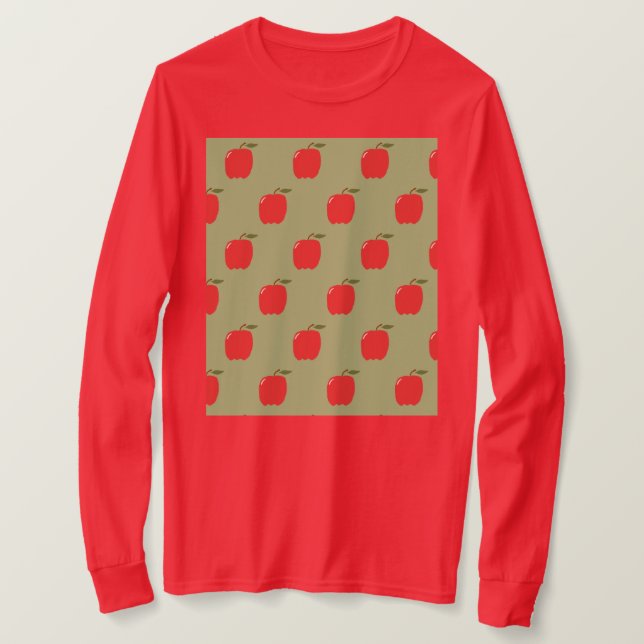 Äpfel Langschläfer T - Shirt (Sage Green & Red) (Design vorne)