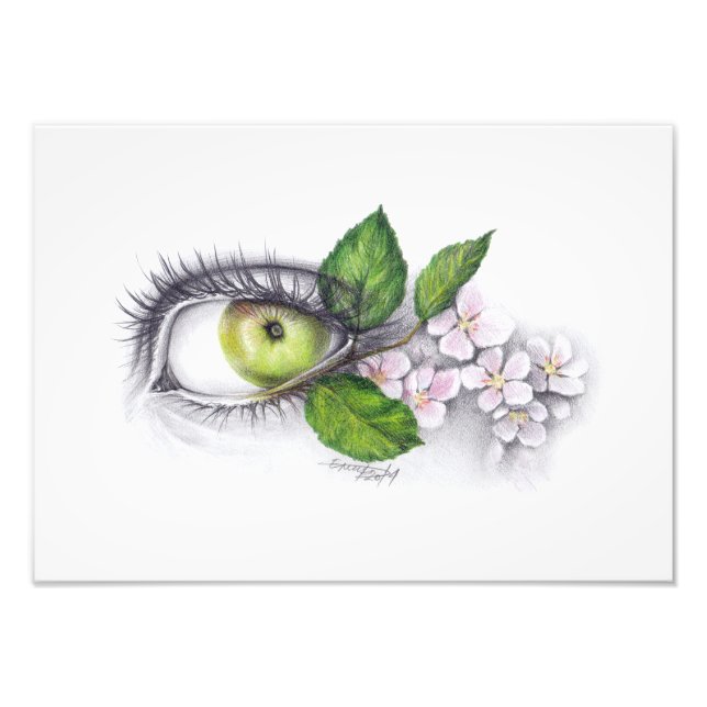 Apfel meiner Augen Surreal zeichnend Kunst Fotodruck (Vorne)
