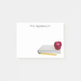 Apfel mit dem Buch und dem Stift Lehrer Name 4 x 3 Post-it Klebezettel