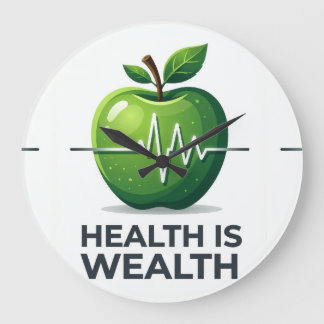 Apfel mit Herzschlag-Puls und Gesundheit ist Reich Große Wanduhr