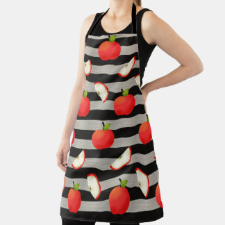 Apfel Moderne Schwarz-Weiß-Streifen Schürze